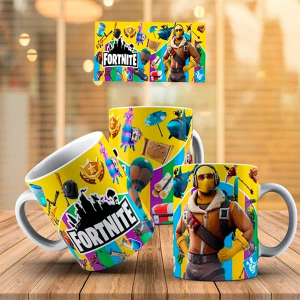 TAZAS BLANCAS PERSONALIZADAS FORNITE