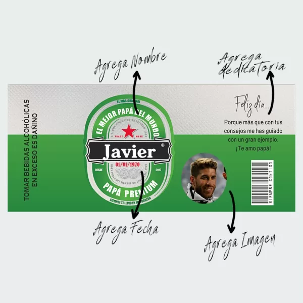 LATA DE CERVEZA HEINEKEN PERSONALIZADA - Imagen 2