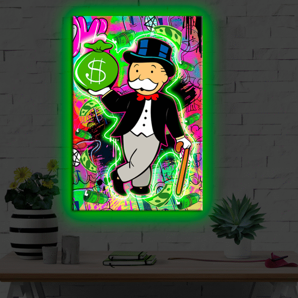CUADRO DE NEON DINERO MONOPOLY